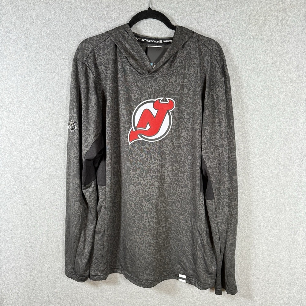 Jersey Devils Fanatics NHL Pro Authentics hooded long sleeve Men's Black XL